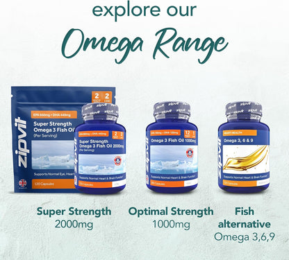 Omega-3 Fish Oil 2000mg - 660mg EPA & 440mg DHA per Daily Serving - 120 Capsules (2-Month Supply) for Heart, Brain, and Eye Health - 2 Capsules per Serving