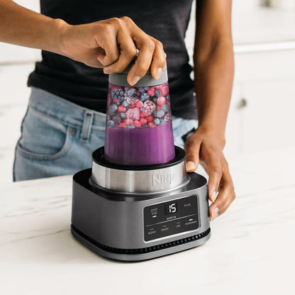 Foodi Power Nutri Blender 2-In-1, Blend Smoothie Bowls, Thick Spreads & Frozen Drinks, Automatic Programs, 700Ml Cup & 400Ml Bowl with with Power Paddle, 1100W, Silver CB100UK