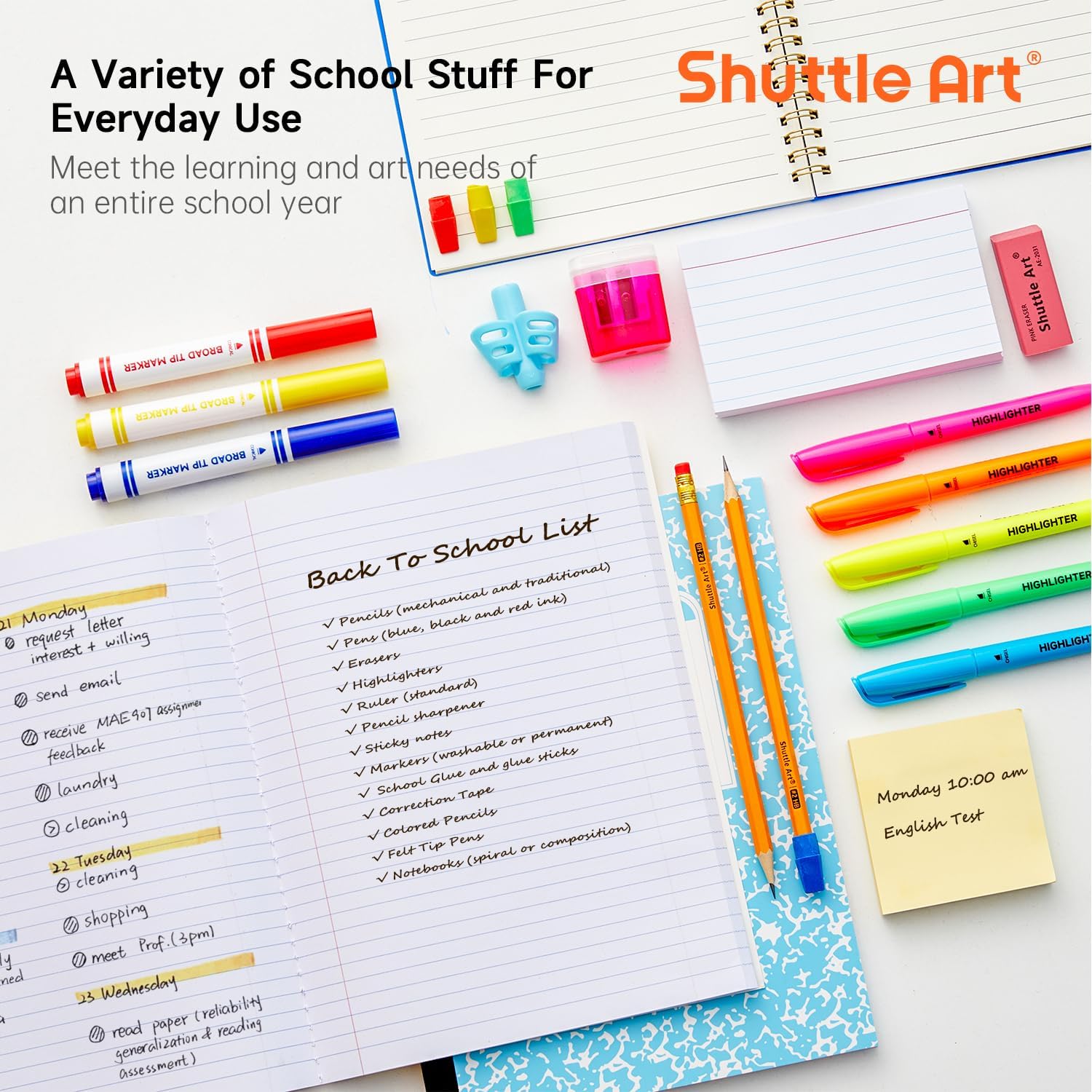 102 PCS Back to School Stationery Supplies Set, Student & Teacher Study Essentials for Secondary School, University, School & Office Stationary Kit Including Pens, Markers, Notebooks Etc