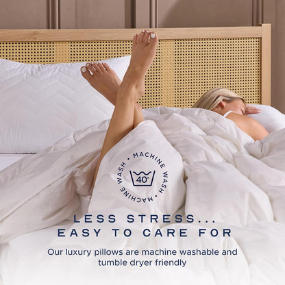 Rebound Quilted Pillows 4 Pack - Hotel Quality Firm Support Luxury Pillows for Back & Side Sleepers | Bounce-Back Comfort, Uk-Made, Non-Allergenic (48 X 74Cm)