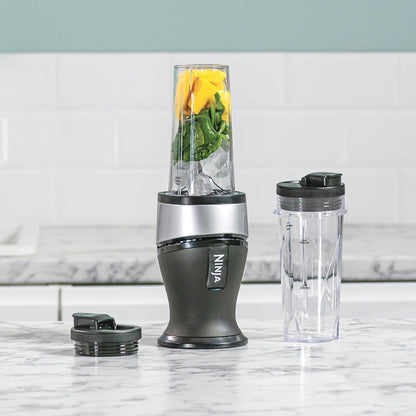 700W Slim Blender & Smoothie Maker, 2X 470Ml Cups with Spout Lids, Personal Blender, Crush Ice & Frozen Fruit, Silver/Black QB3001UKS