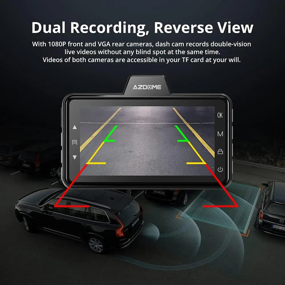 M01 Pro Dash Cam: High-Definition 1080P Recording with 3" IPS Display, Advanced Driver Assistance System, and Dual-Channel Coverage for Ultimate Road Safety