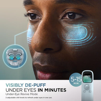 Cryoglow LED Face Mask with Under-Eye Cooling, Anti-Ageing & Blemish Repair, Red & Blue LED, Infrared Light Therapy, USB-C, Remote Control, Storage Bag, Adjustable Straps