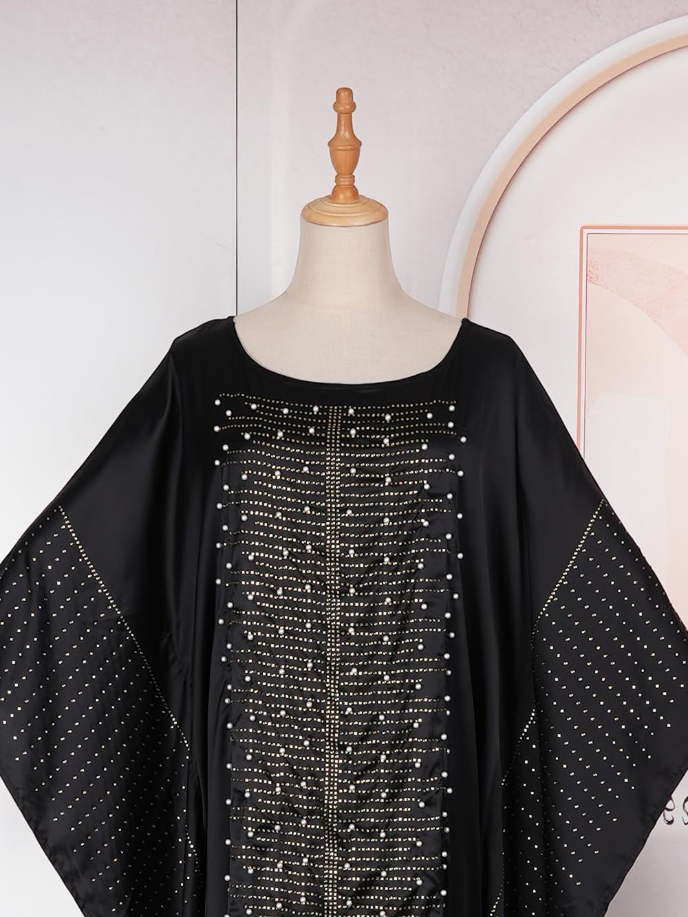 African Dresses for Women Fashion Beading Rhinestone Kaftan Maxi Dress
