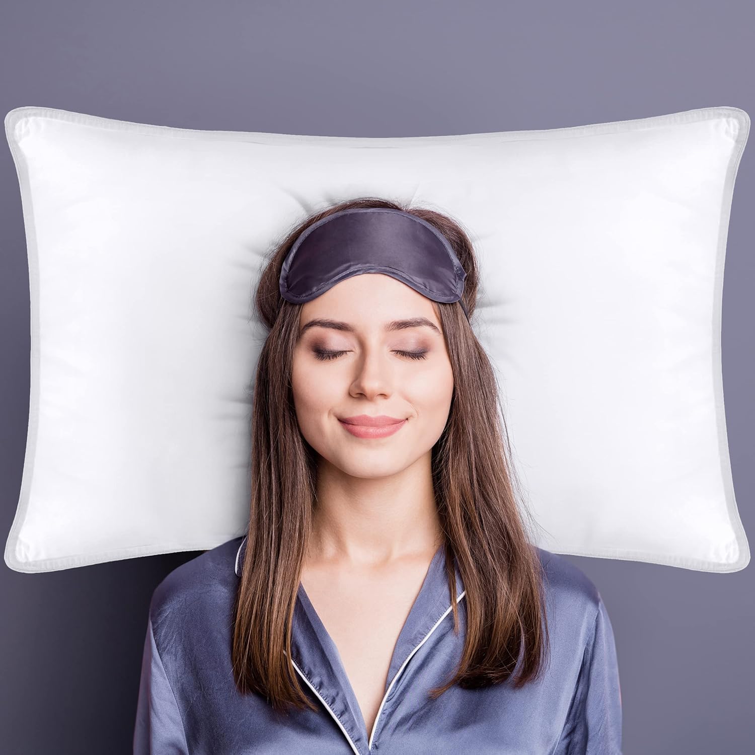 Pillows 2 Pack, (UK Standard, White) Hotel Quality Luxury Bed Pillow for Back, Stomach or Side Sleepers