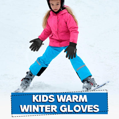 Kids Warm Winter Gloves Running Cycling Gloves Touch Screen Thermal Children Mittens Windproof Outdoor Anti-Slip Riding Sports Gloves Football Walking Ski for Boys Girls