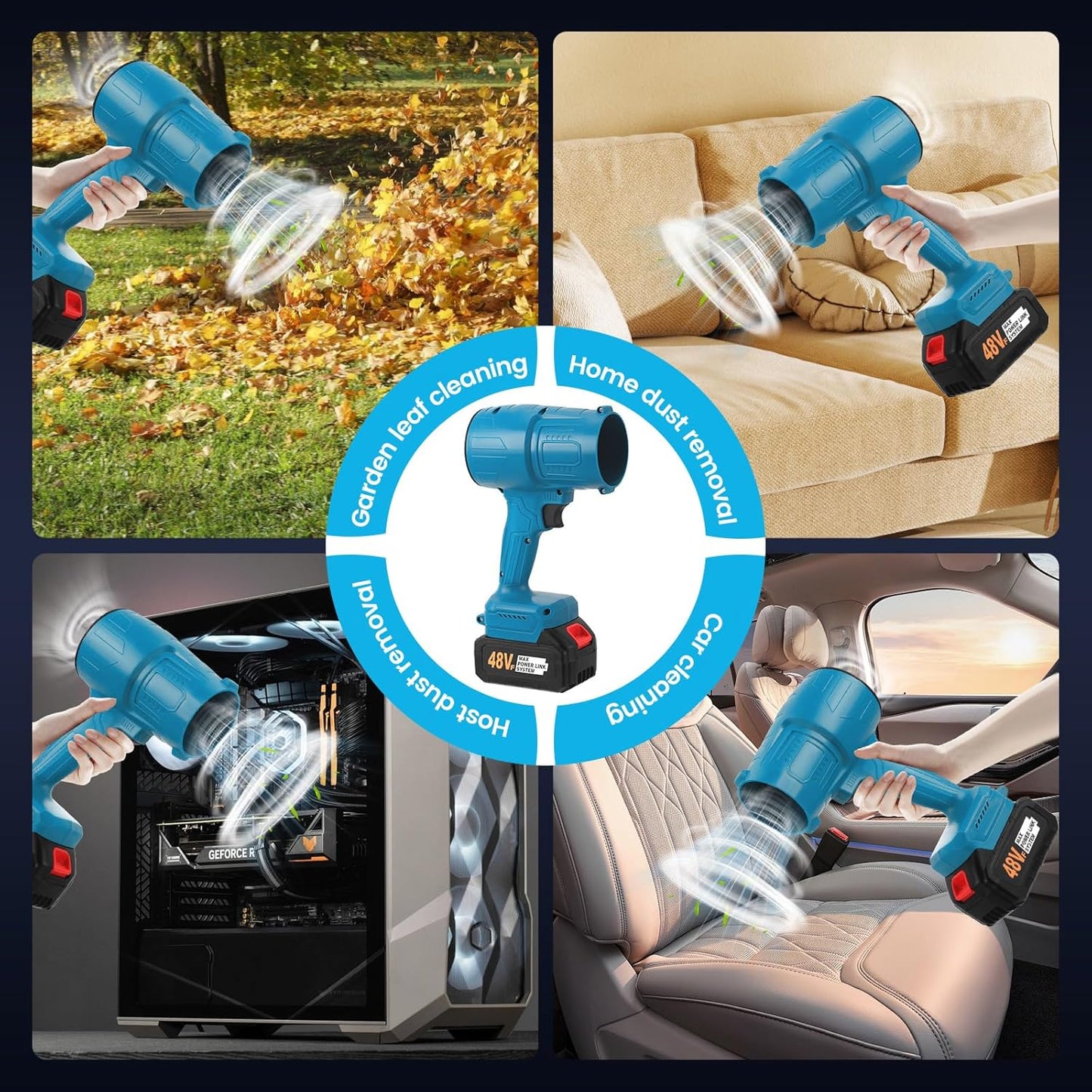 Cordless Leaf Blower Small Portable Leaf Blower 38000RPM High-Power Blower with 21V Battery & 1 Fast Charge, Handheld Electric Blowing for Home Cleaning Leaf Blowing, Car, Garden, Corner Dust Cleaning