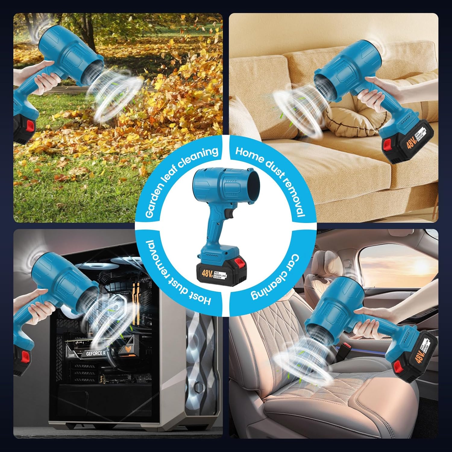 Cordless Leaf Blower Small Portable Leaf Blower 38000RPM High-Power Blower with 21V Battery & 1 Fast Charge, Handheld Electric Blowing for Home Cleaning Leaf Blowing, Car, Garden, Corner Dust Cleaning