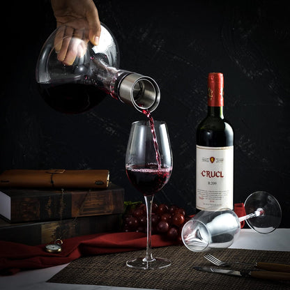 Youyah Wine Decanter with Built-In Aerator & Filter, Carafe, 100% Hand Blown Crystal Glass, Wine Accessories