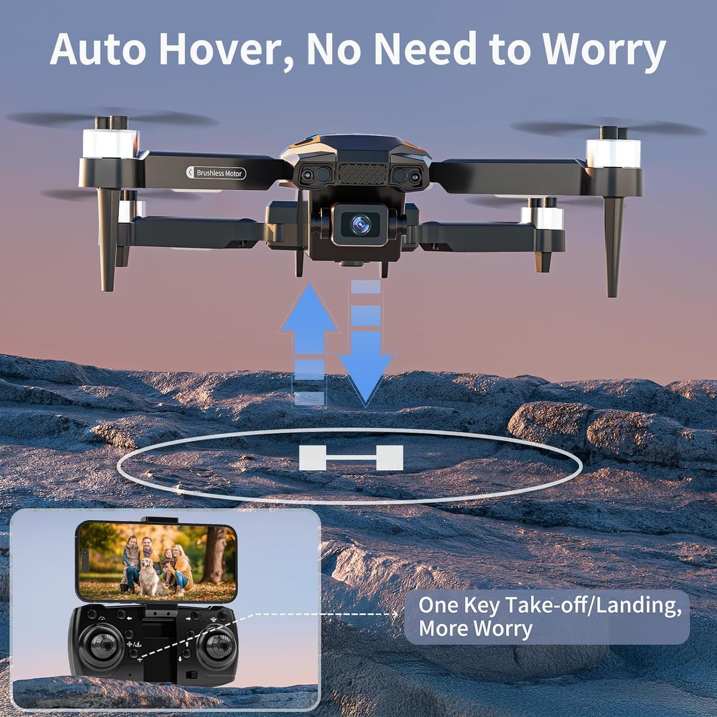 F198 Drone with Camera 720P HD, 90° Adjustable Lens, Foldable Drone with Carrying Case, Wifi APP, 3D Flip, Auto Hold, Optical Stream Positioning, Waypoint Flight, Gift for Adult Beginners