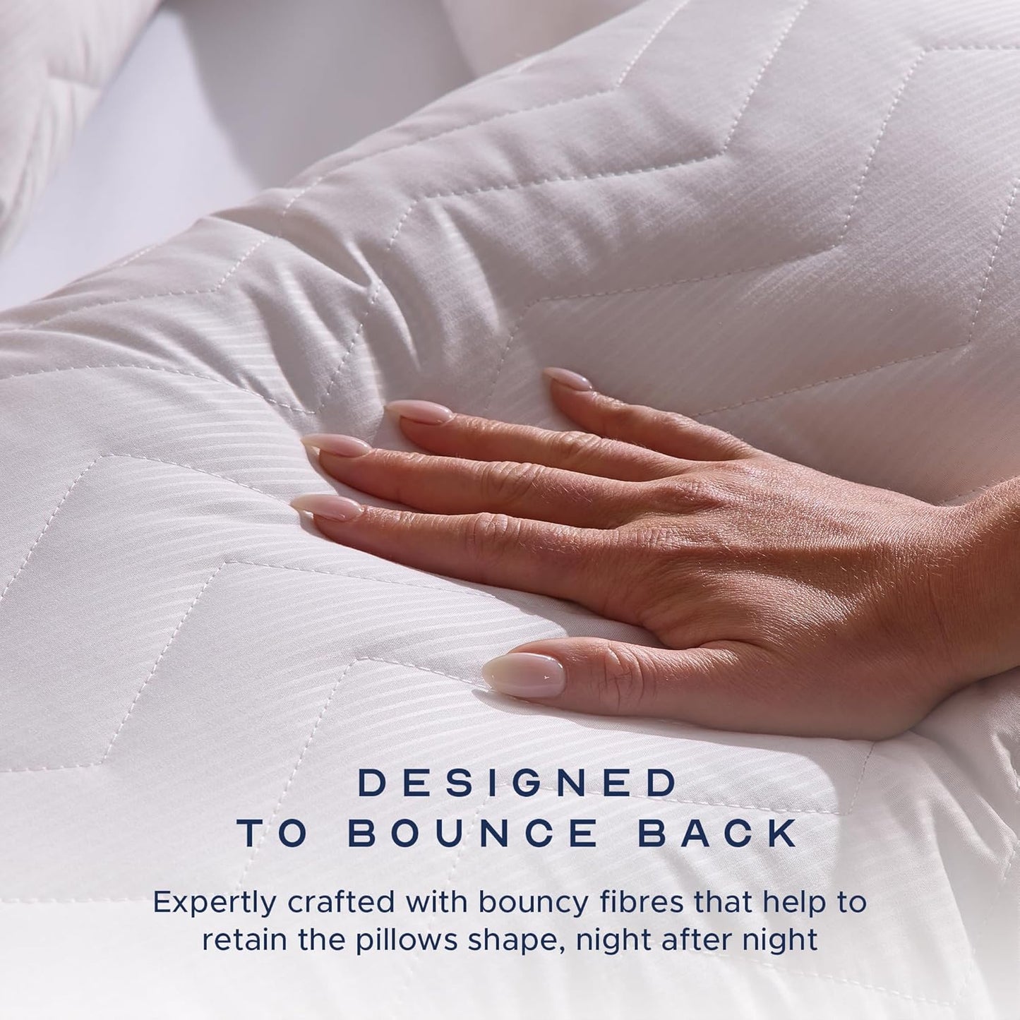 Rebound Quilted Pillows 4 Pack - Hotel Quality Firm Support Luxury Pillows for Back & Side Sleepers | Bounce-Back Comfort, Uk-Made, Non-Allergenic (48 X 74Cm)
