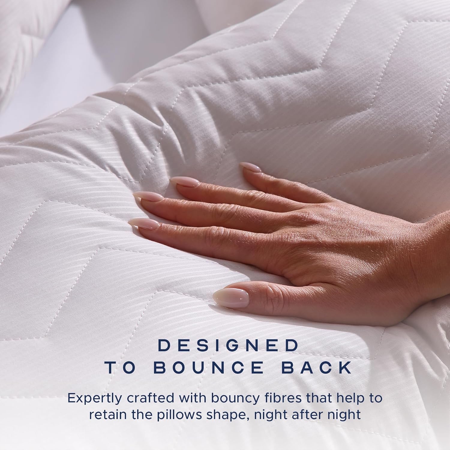 Rebound Quilted Pillows 4 Pack - Hotel Quality Firm Support Luxury Pillows for Back & Side Sleepers | Bounce-Back Comfort, Uk-Made, Non-Allergenic (48 X 74Cm)