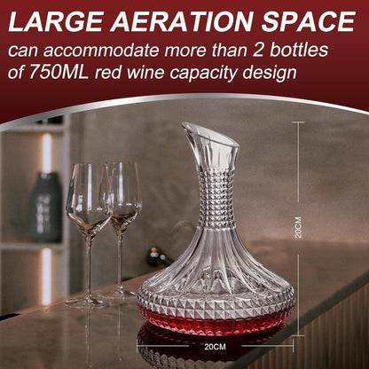 Thick Wine Decanter with Gift Box, Crystal Glass Engraved Decanter, Elegant Gift & Artwork - Full Bottle 55 Oz