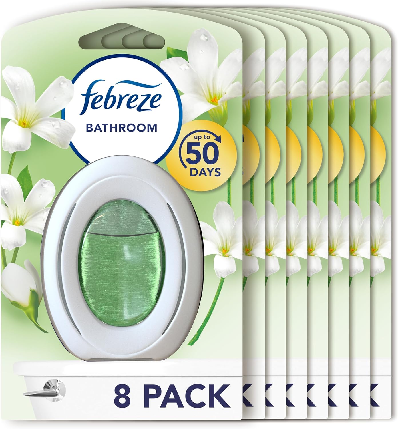 Bathroom Air Freshener, Odour Fighter, White Jasmine, 8 Items, Bathrooms Freshener & Odour Eliminator