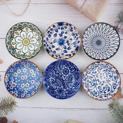 Porcelain Tapas Dishes,Snack Bowls for Tapas,Tapas Bowls Set,Ceramic Dipping Bowls,6Pcs Ø 10 Cm Small Spice Bowls,Dishes Sauce Dishes for Sushi,Sauce,Snack and Soy