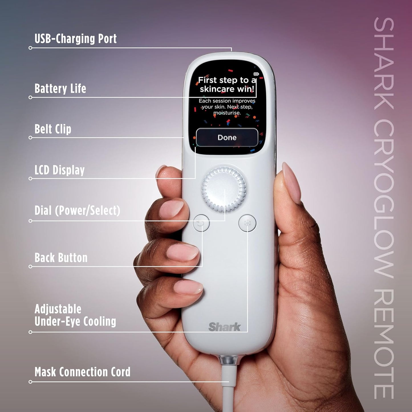 Cryoglow LED Face Mask with Under-Eye Cooling, Anti-Ageing & Blemish Repair, Red & Blue LED, Infrared Light Therapy, USB-C, Remote Control, Storage Bag, Adjustable Straps