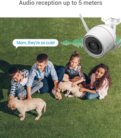2K Outdoor Security Camera CCTV Wi-Fi Camera, 30M Colour Night Vision, AI Human Motion Detection, Two-Way Audio, Strobe & Siren Alert, IP67 Waterproof, 256GB SD Card/Cloud Storage (Outpro)