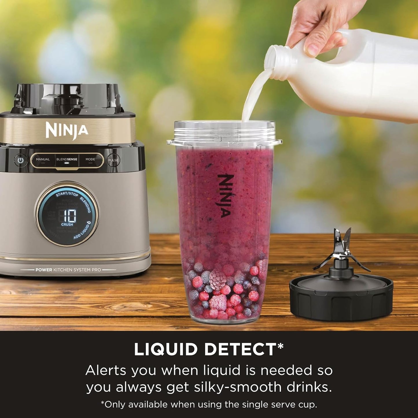 3-In-1 Detect Power Blender Processor Pro, Powerful 1200W Blender, Food Processor Bowl, Dough Blade, 2X Single Serve Cups, Jug, Make Pizza Dough, Blend, Chop & Mix, Stone Gold, TB401UKSTGD