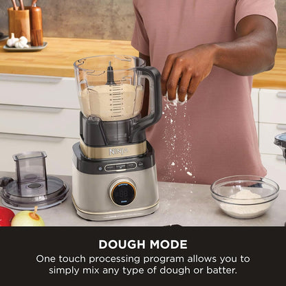 3-In-1 Detect Power Blender Processor Pro, Powerful 1200W Blender, Food Processor Bowl, Dough Blade, 2X Single Serve Cups, Jug, Make Pizza Dough, Blend, Chop & Mix, Stone Gold, TB401UKSTGD