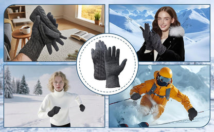 Winter Gloves for Women, Knitted Thermal Warm Touchscreen Windproof Gloves, Fleece Lined for Running Cycling Skiing Outdoor Sports