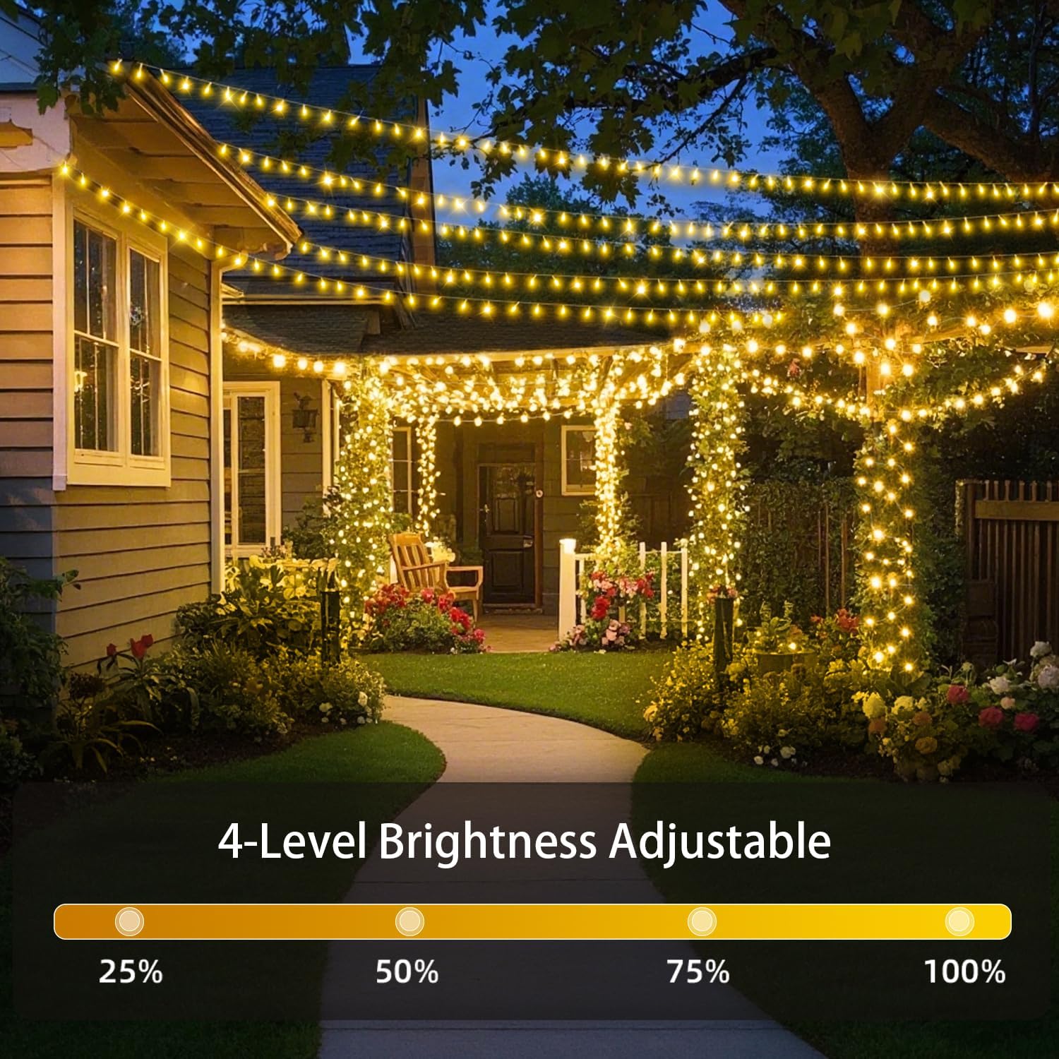 403 FT 1000 LED String Lights Outdoor Fairy Lights Plug in Super Long Christmas Lights with Remote Timer 8 Modes for Xmas Tree Yard outside Garden House Party Wedding Decoration-Warm White