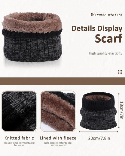 Children'S Winter Hat Scarf Gloves for Boys Girls Winter Hats Scarfs Set for Children 4-15 Years Warm Outdoor Hat and Scarf for Kids Winter Ski Suit
