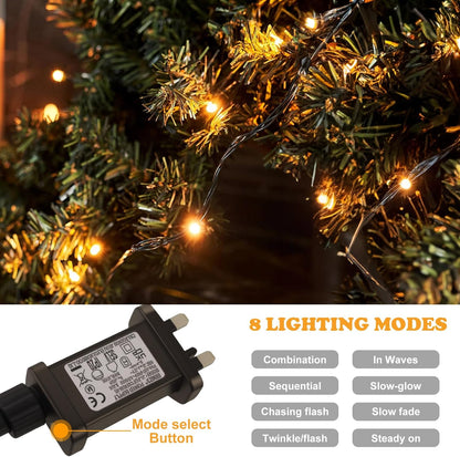 Fairy Lights Plug In,20M 200 LED Outdoor Fairy Light Mains Powered, Waterproof Warm White String Light with Remote/8 Modes/Timer, Christmas Lights for outside Indoor Garden Bedroom Decorations