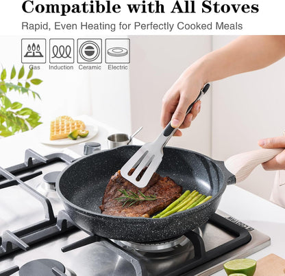 Kordisen Stick Frying Pans Skillet, 28 Cm Granite Frying Pans Nonstick for Cooking, Healthy Induction Cookware, Heat Resistant Handle, PFOA Free