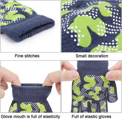 6 Pairs Magic Gloves - Winter Knitted Full Finger Stretch Warm Gloves for 3~15 Year Old Kids Girls Boys