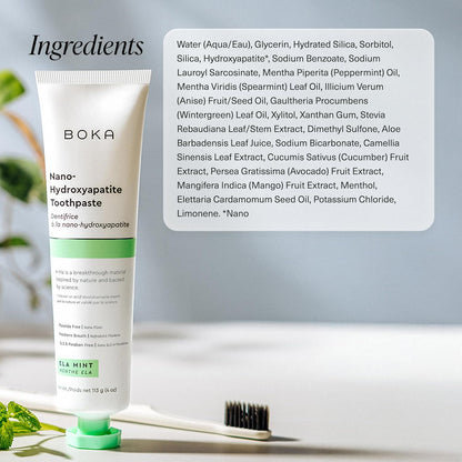 Fluoride Free Nano Hydroxyapatite Toothpaste - Adult & Kids - Appropriate for Sensitive Teeth - No Sulfates & Parabens - Natural Flavors & Vegan - Mild Ela Mint (113G) 1Pk