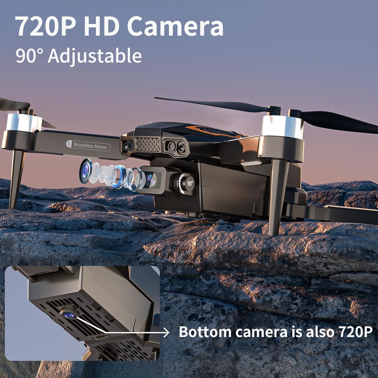 F198 Drone with Camera 720P HD, 90° Adjustable Lens, Foldable Drone with Carrying Case, Wifi APP, 3D Flip, Auto Hold, Optical Stream Positioning, Waypoint Flight, Gift for Adult Beginners