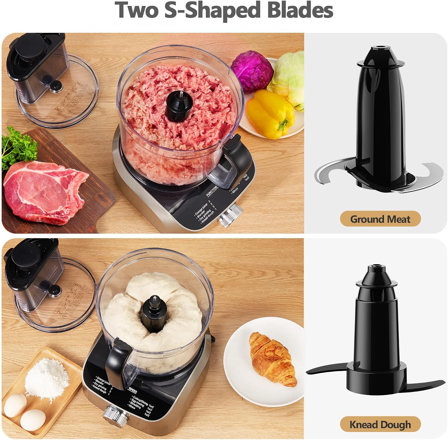 1300W Food Processor, 11-In-1 Multifunctional Kitchen Machine with 2.5L Bowl & 1.5L Blender, Mixer, Grinder, Juicer, Dough Kneader, Chopper, Slicer & Shredder for Family Use