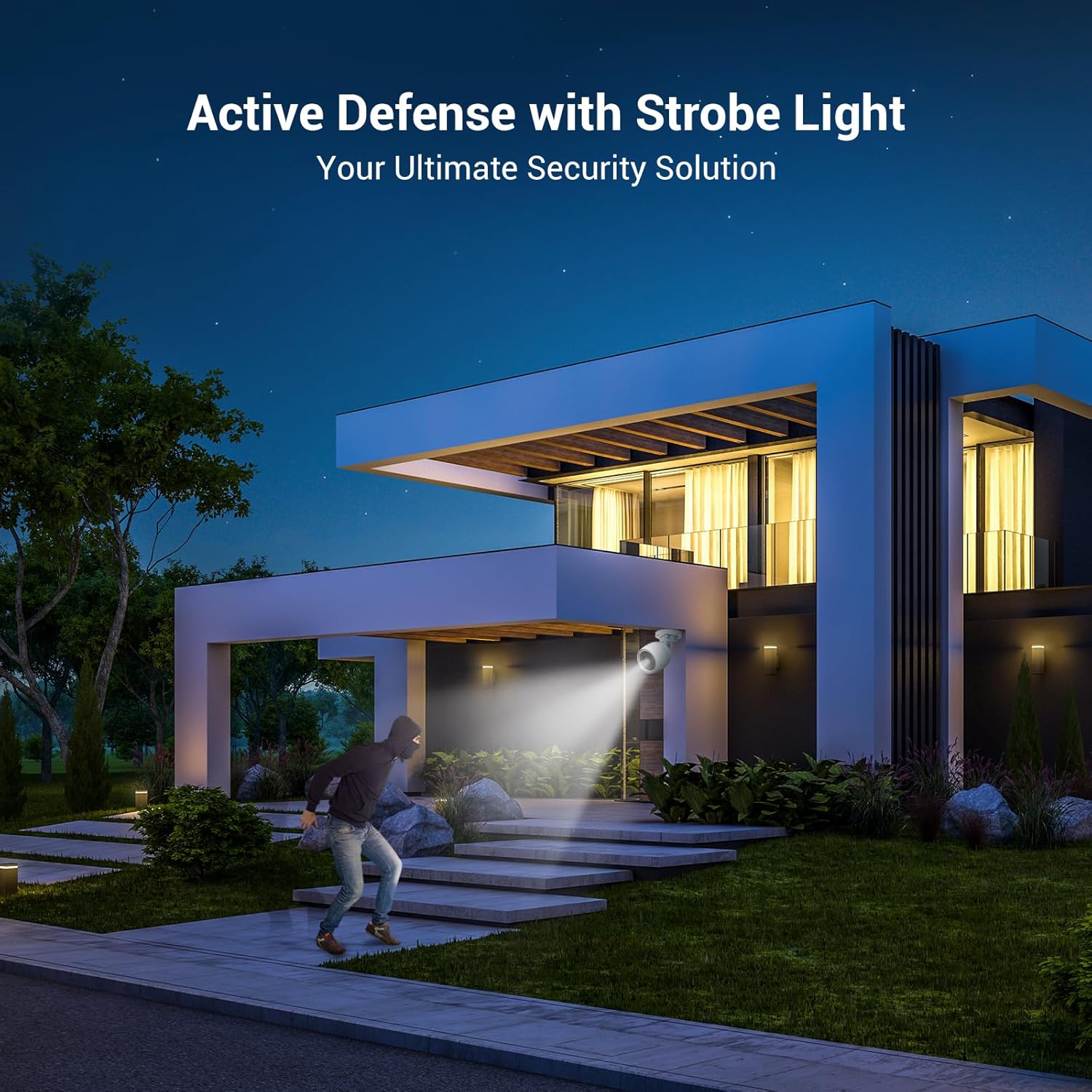 Outdoor Camera 30M Night Vision, CCTV System Wi-Fi Home Security Camera Surveillance, 1080P FHD, Smart Motion Detection, IP67 Waterproof, 256GB SD Card/Cloud Storage, Alexa/Google Control|C3Tn