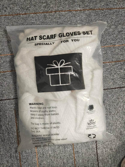 Womens Hat Scarf and Touch Screen Gloves Set Ladies Women Winter Scarf Warm Fleece Lined Beanie Skull Caps for Men Women