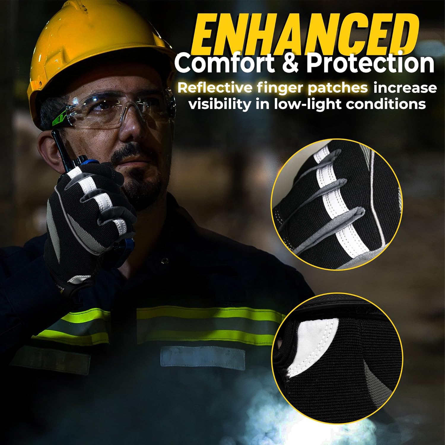 Thermal Winter Work Gloves, Padded Safety Working Gloves, Cold Weather Mechanic Freezer Warehouse Construction Gloves (Grey-Grip, M)