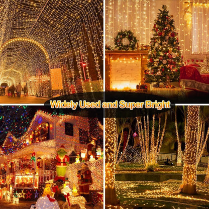 403 FT 1000 LED String Lights Outdoor Fairy Lights Plug in Super Long Christmas Lights with Remote Timer 8 Modes for Xmas Tree Yard outside Garden House Party Wedding Decoration-Warm White
