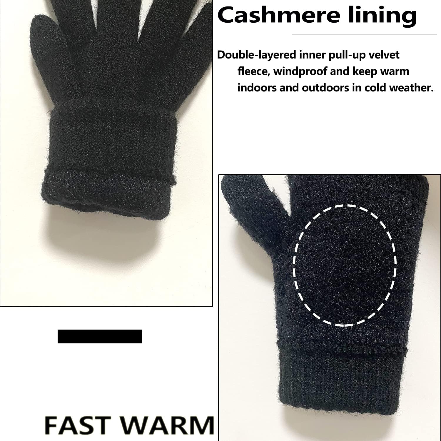 Winter Gloves for Women Knit Thermal Warm Fleece Lined Touch Screen Gloves for Outdoor Sports