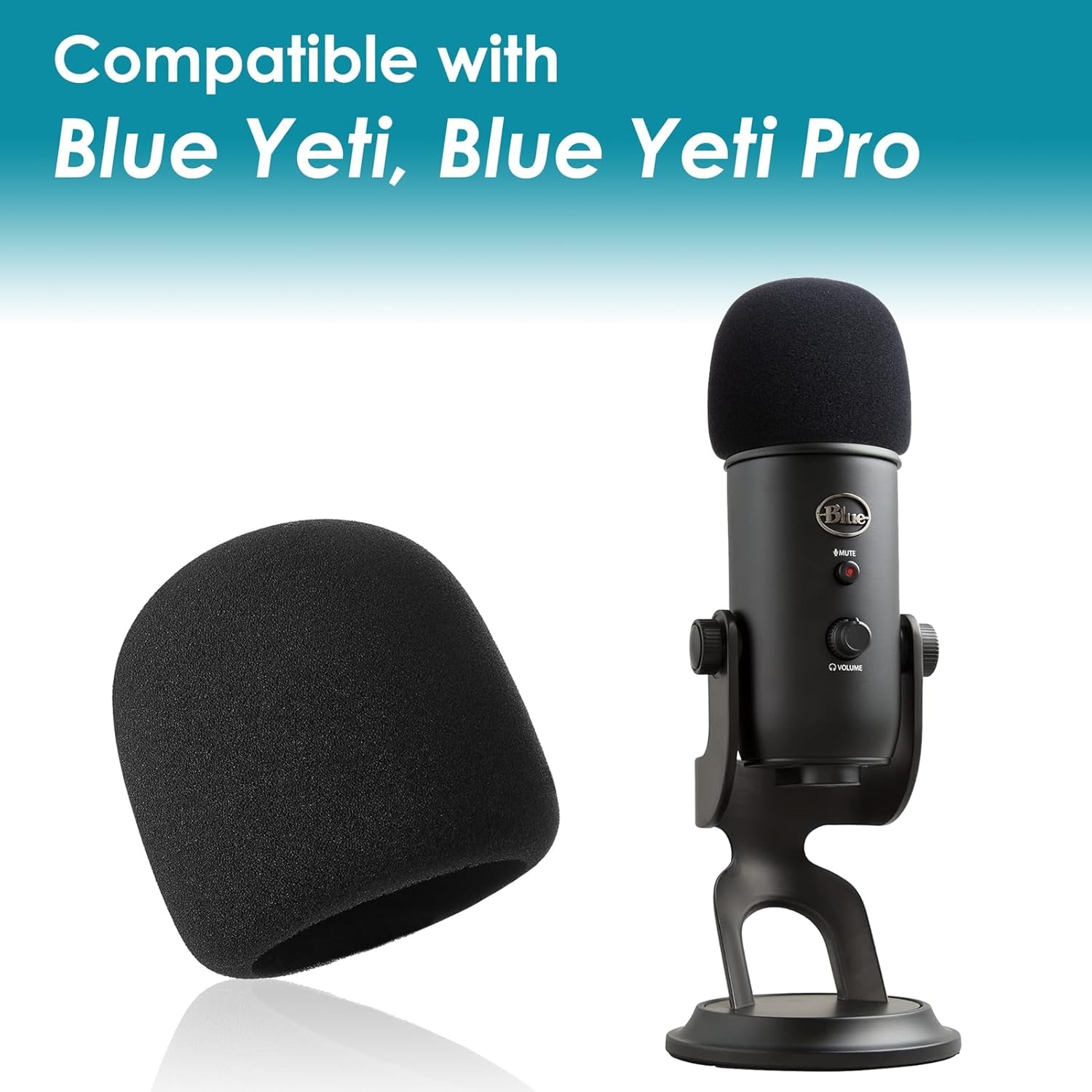Anti-Pop Foam Filter in Windshield Fur for Blue Yeti Microphone, Blue Yeti Pro Micro anti Wind Cap (2 Packs)