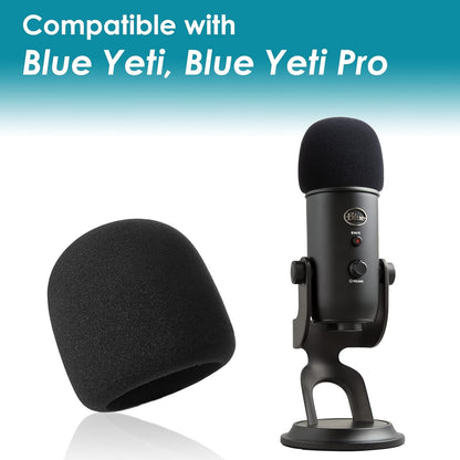 Anti-Pop Foam Filter in Windshield Fur for Blue Yeti Microphone, Blue Yeti Pro Micro anti Wind Cap (2 Packs)