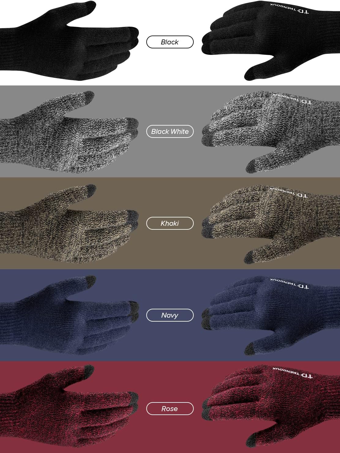 Soft Warm Touch Screen Winter Thermal Gloves Men Women, Non-Slip Grip, Elastic Cuff, Knit Stretchy Material