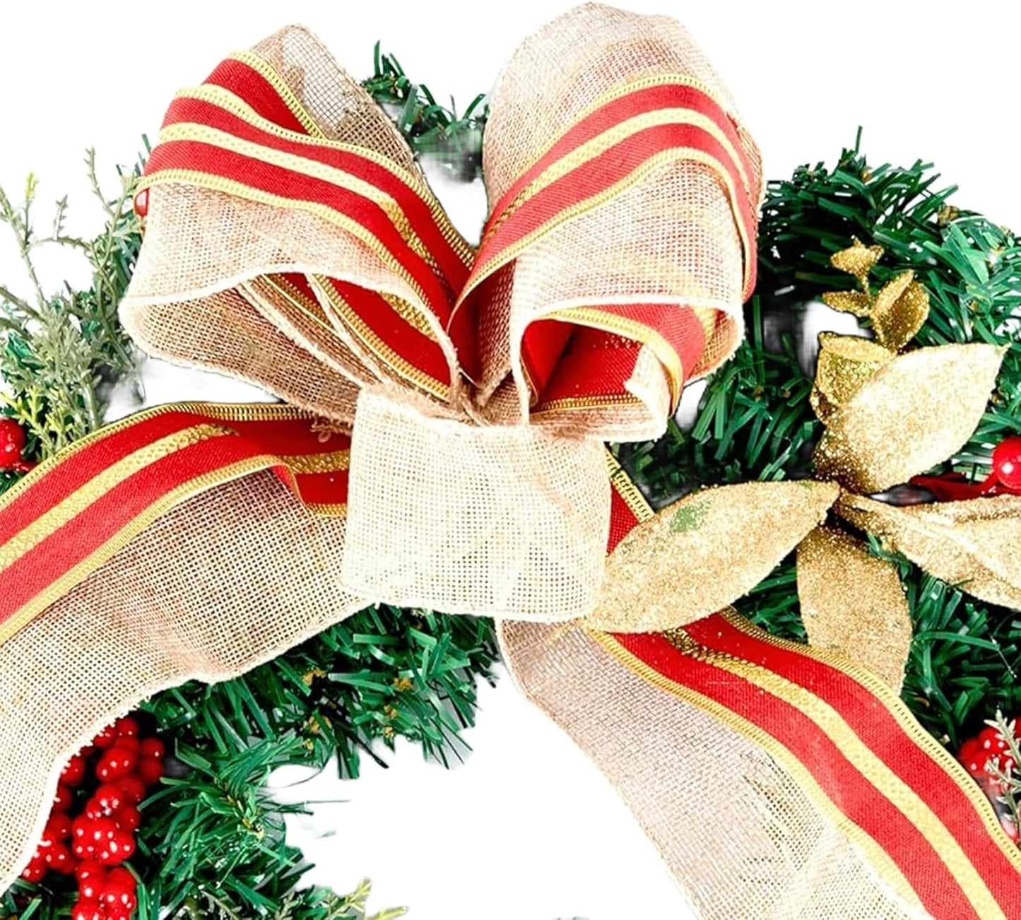Christmas Wreath | Golden Christmas Door Wreath with Pine Cones & Berries