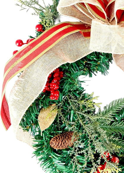 Christmas Wreath | Golden Christmas Door Wreath with Pine Cones & Berries