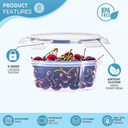 Nuovva Airtight Food Storage Containers Set - 60Pcs Plastic Containers with Lids for Pantry & Kitchen - Leak Proof Meal Prep Sets (30 Containers + 30 Lids)