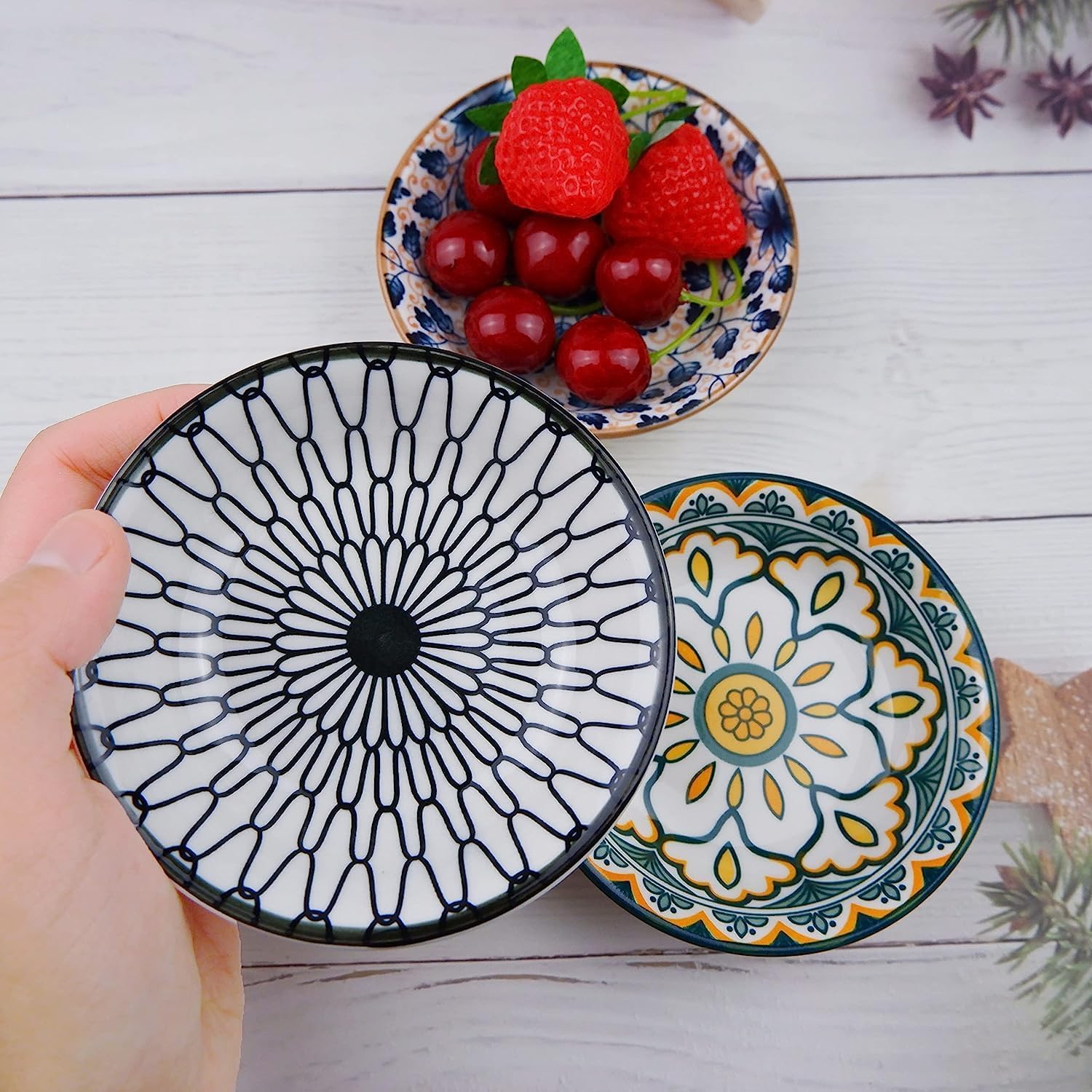 Porcelain Tapas Dishes,Snack Bowls for Tapas,Tapas Bowls Set,Ceramic Dipping Bowls,6Pcs Ø 10 Cm Small Spice Bowls,Dishes Sauce Dishes for Sushi,Sauce,Snack and Soy