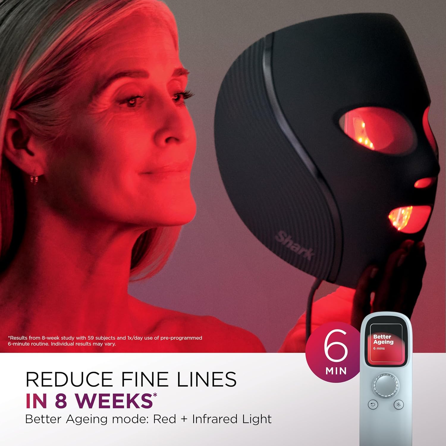 Cryoglow LED Face Mask with Under-Eye Cooling, Anti-Ageing & Blemish Repair, Red & Blue LED, Infrared Light Therapy, USB-C, Remote Control, Storage Bag, Adjustable Straps