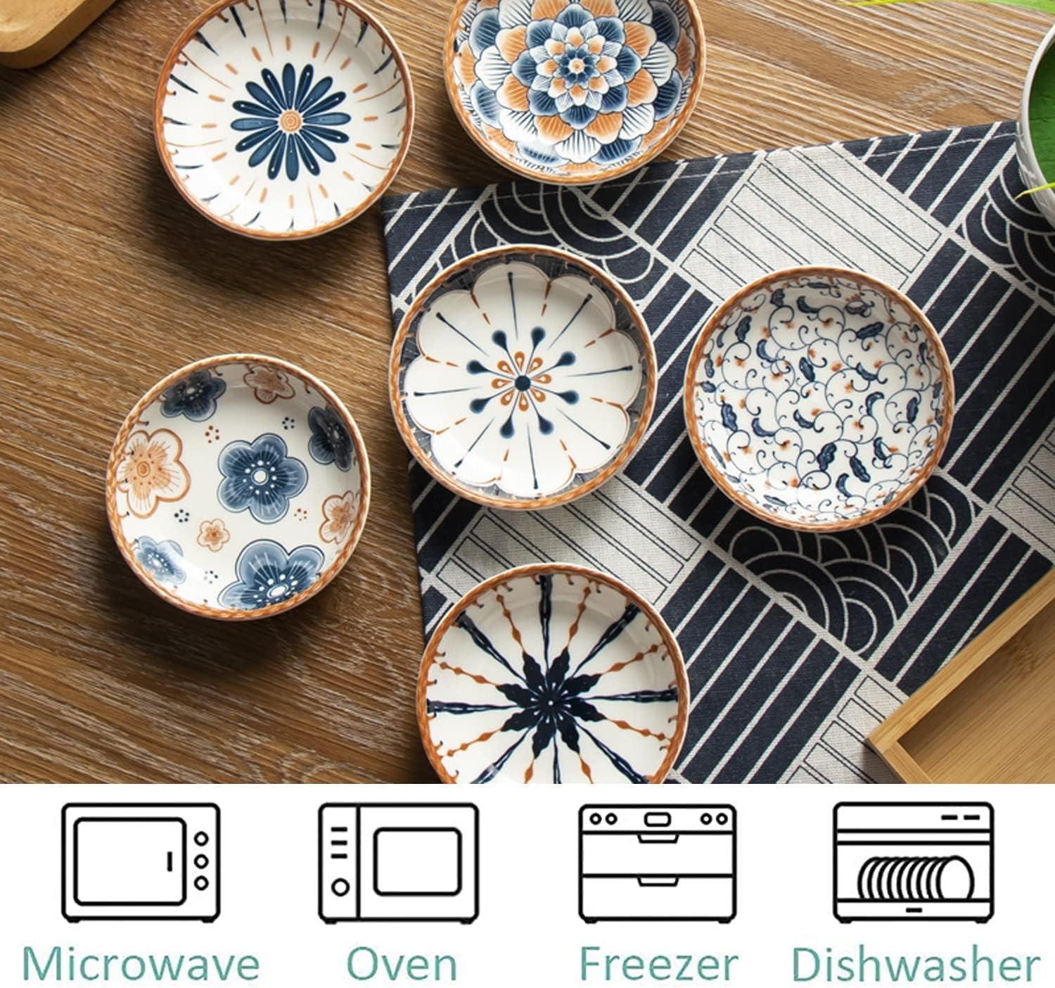 Porcelain Tapas Dishes,Snack Bowls for Tapas,Tapas Bowl Set,Ceramic Dipping Bowls,6Pcs Ø 10 Cm Small Spice Bowl,Dishes Sauce Dishes for Sushi,Sauce,Snack and Soy