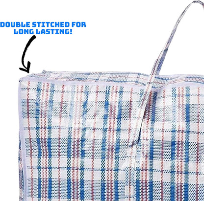 5 PACK Strong Extra Large Jumbo Storage Laundry Zipped Bag Reusable 60 X 60Cm