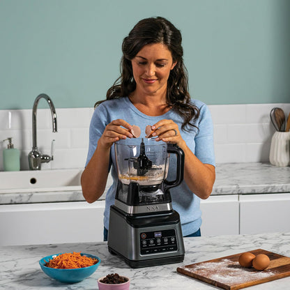 3-In-1 Food Processor & Blender with 5 Automatic Programs: Blend, Max Blend, Chop, Mix, Puree, 1.8L Bowl, 2.1L Jug, 700Ml Cup, 1200W, Dishwasher Safe Parts, Auto-Iq, Black BN800UK