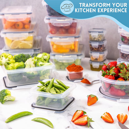 Nuovva Airtight Food Storage Containers Set - 60Pcs Plastic Containers with Lids for Pantry & Kitchen - Leak Proof Meal Prep Sets (30 Containers + 30 Lids)