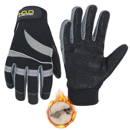 Thermal Winter Work Gloves, Padded Safety Working Gloves, Cold Weather Mechanic Freezer Warehouse Construction Gloves (Grey-Grip, M)